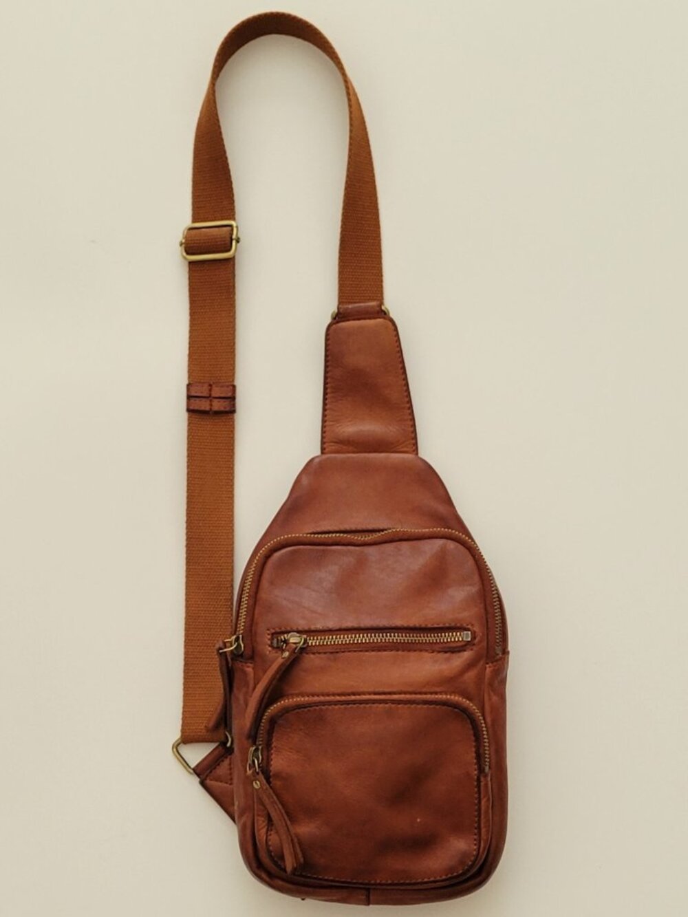 Milo Martina Cognac Genuine Leather Crossbody Sling Bag Multi Pocket